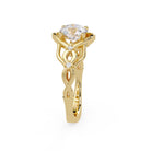 Shop MYZA's 1 Carat IGI Certified Brilliant Cut Lab-Grown Diamond Celtic Knot Ring in 18K Hallmarked Gold with 4 side diamonds. Ethical luxury, BIS hallmarked.