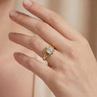 Shop MYZA's 1 Carat IGI Certified Round Brilliant Lab-Grown Diamond Infinity Knot Ring in 18K BIS Hallmarked Gold. Ethical luxury, certified brilliance.