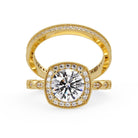Shop MYZA 2.305 Ct IGI Certified Round Brilliant Lab-Grown Diamond Halo Stack Ring in 18K Hallmarked Gold with 87 side diamonds. Ethical luxury, certified brilliance.