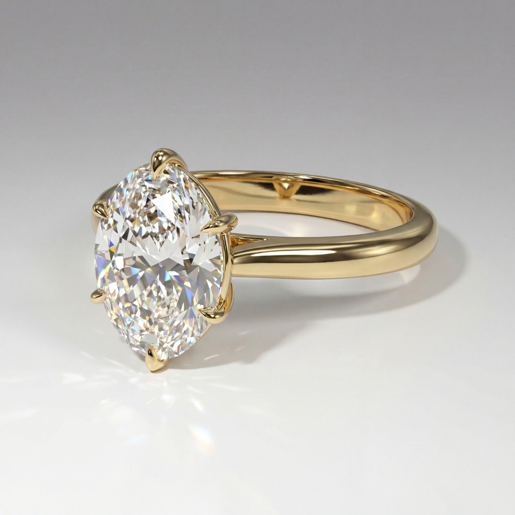 2 Carats MYZA IGI Certified Lab-Grown Oval Cut Diamond Tulip Ring in 18K Hallmarked Gold