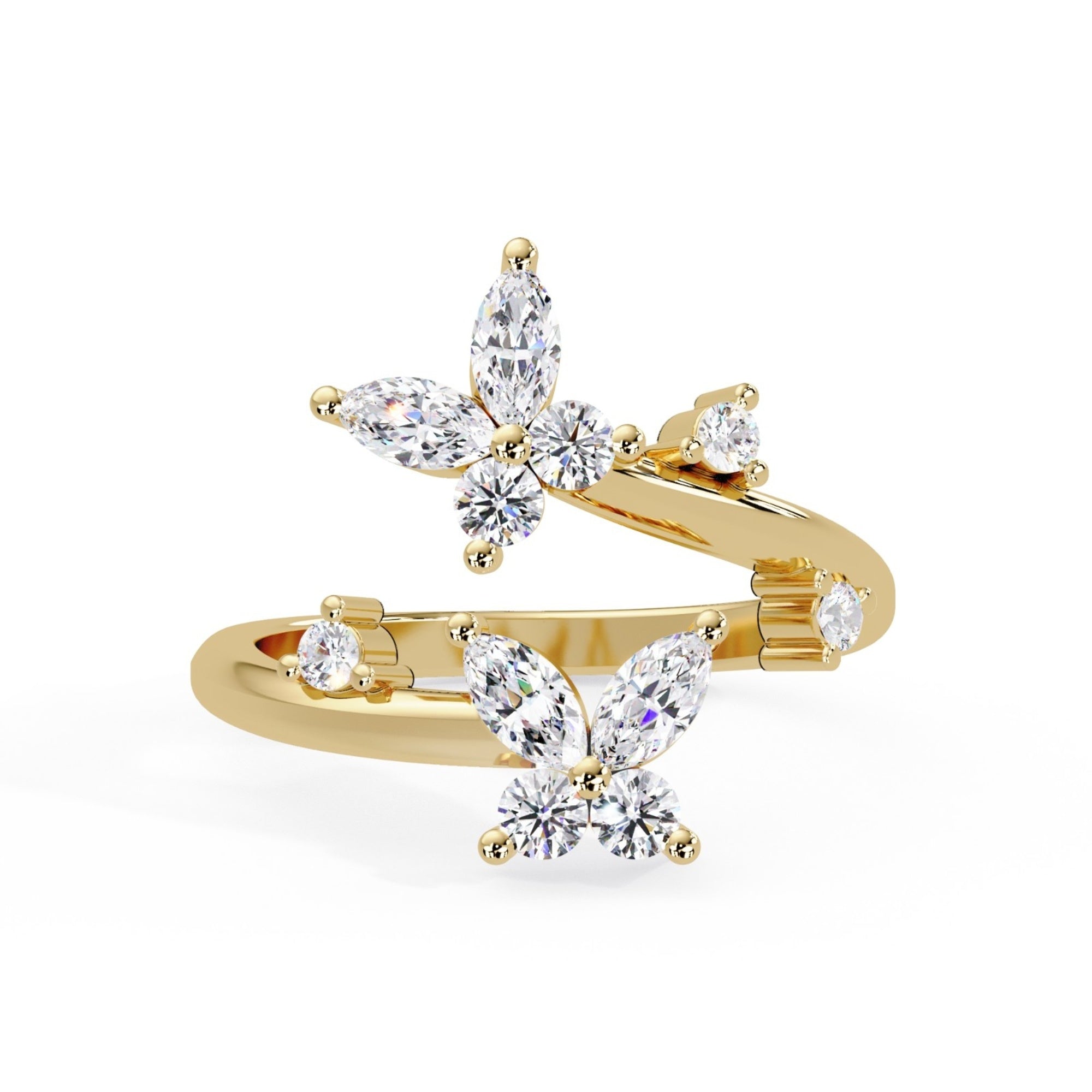 Shop MYZA 0.73 Ct Marquise Cut Lab-Grown Diamond Double Floral Ring in 18K Hallmarked Gold. IGI-certified, ethically crafted, BIS hallmarked. Free insured delivery across India.