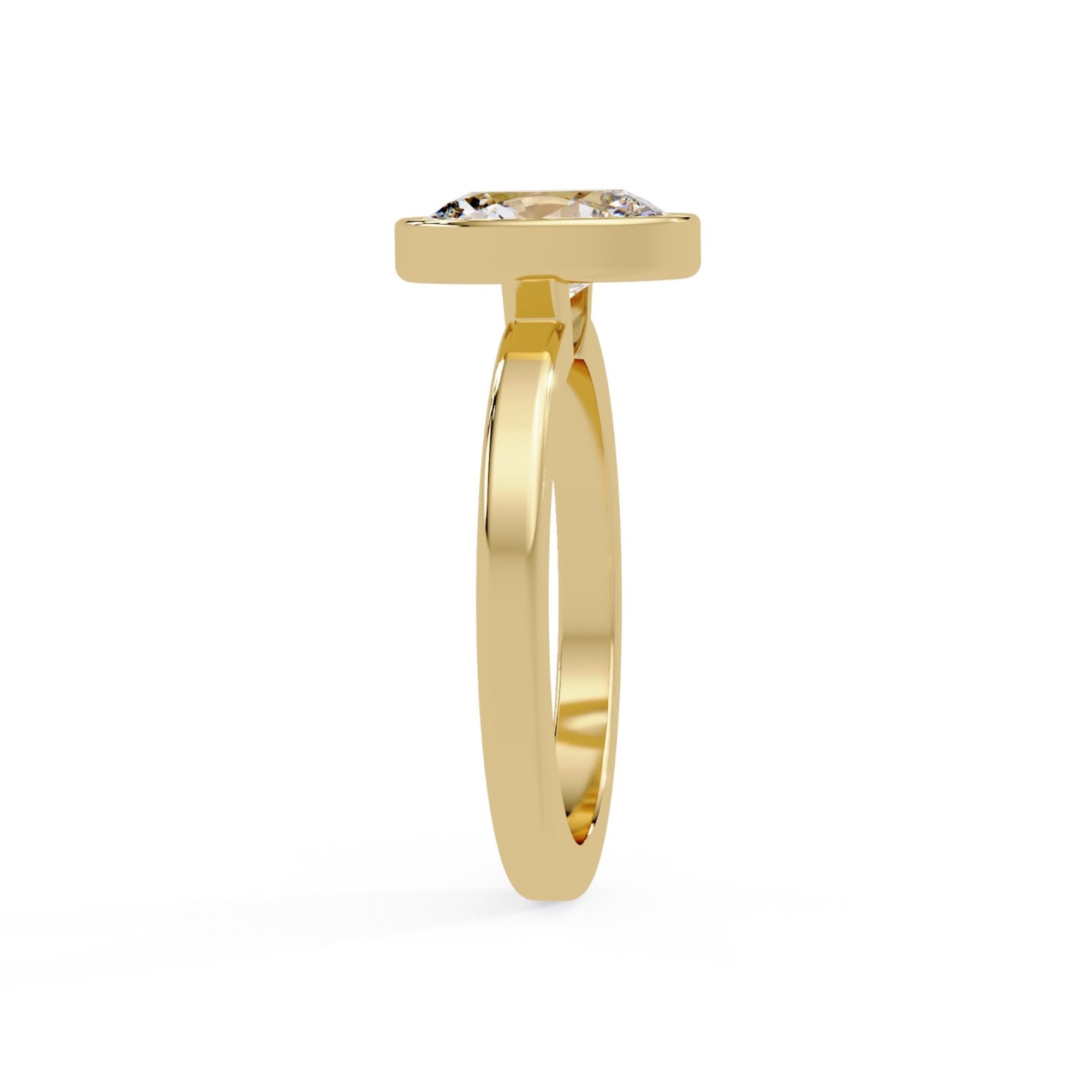 Shop MYZA 1 Carat IGI Certified Oval Cut Lab-Grown Diamond Bezel Ring in 18K Hallmarked Gold. Ethical luxury, certified brilliance. Free shipping across India.
