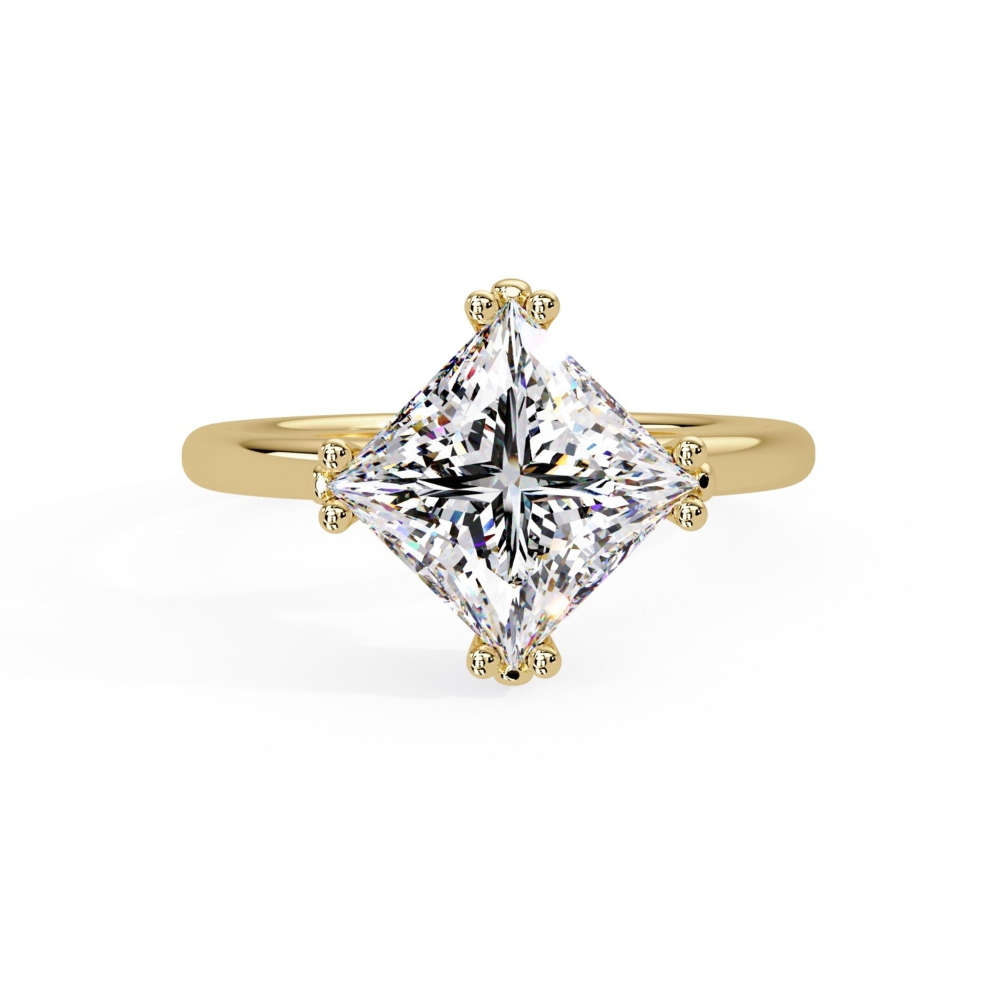 Shop MYZA's 2 Carat IGI Certified Princess Cut Lab-Grown Diamond Ring in 18K BIS Hallmarked Gold. Ethical, conflict-free luxury with certified brilliance.
