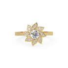 Shop MYZA's 0.50 Ct IGI Certified Round Brilliant Lab-Grown Diamond Floral Ring in 18K Hallmarked Gold. Ethically crafted. BIS Hallmarked. Free shipping in India.