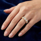 Shop MYZA's 4.065 carat IGI certified lab-grown diamond halo band ring in 18K hallmarked gold. 147 round brilliant cut diamonds. Ethical luxury, free shipping.