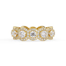 Shop MYZA's 4.065 carat IGI certified lab-grown diamond halo band ring in 18K hallmarked gold. 147 round brilliant cut diamonds. Ethical luxury, free shipping.