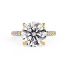 Elevate your forever with the MYZA 5 Carat Round Brilliant Cut Lab-Grown Diamond Ring — IGI certified, ethically crafted, and set in 18K hallmarked gold with 40 shimmering side diamonds.