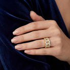 Shop MYZA's 1.47 ct round brilliant lab-grown diamond Cuban ring in 18K hallmarked gold. 98 IGI-certified diamonds. Ethical luxury. Free shipping in India.