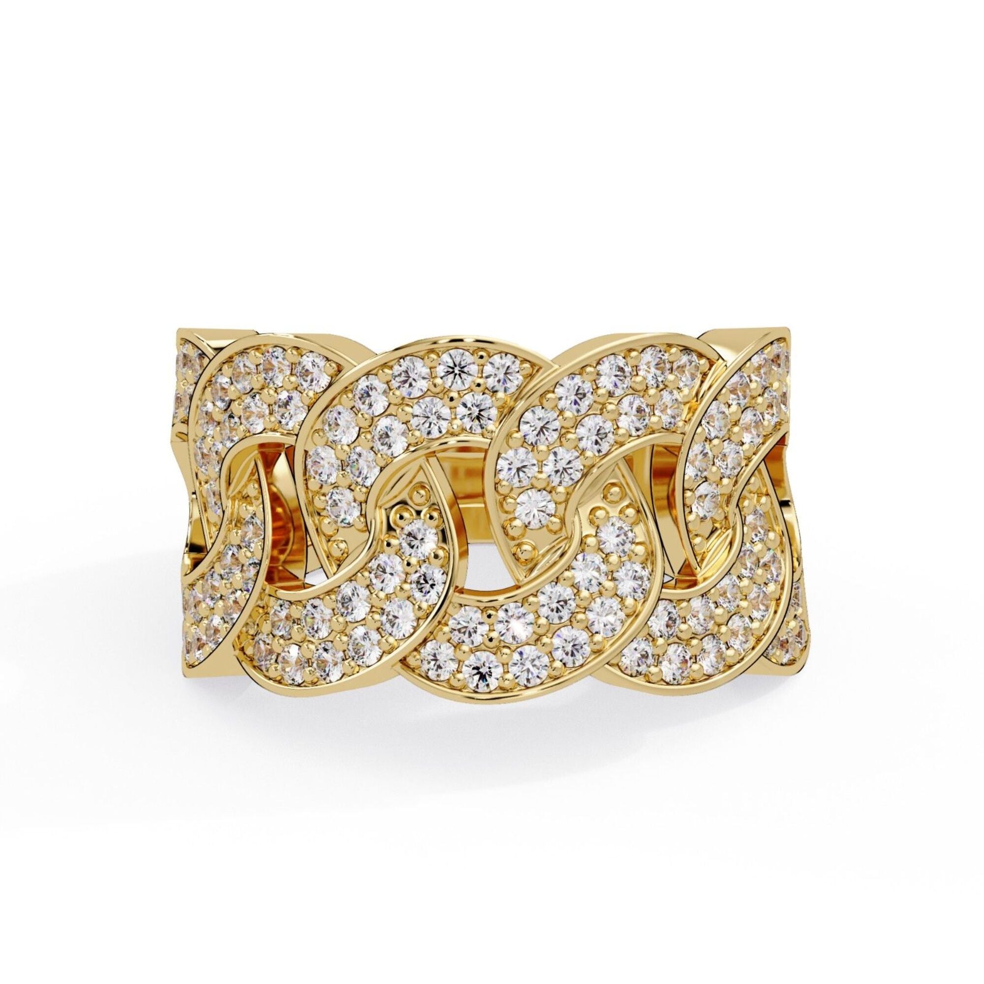 Shop MYZA's 1.47 ct round brilliant lab-grown diamond Cuban ring in 18K hallmarked gold. 98 IGI-certified diamonds. Ethical luxury. Free shipping in India.