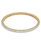 Upper front view of MYZA 0.10 carat each IGI certified lab grown diamond hallmark yellow gold bangle. A stunning piece of jewelry featuring lab-grown diamonds and yellow gold, perfect for elegant occasions