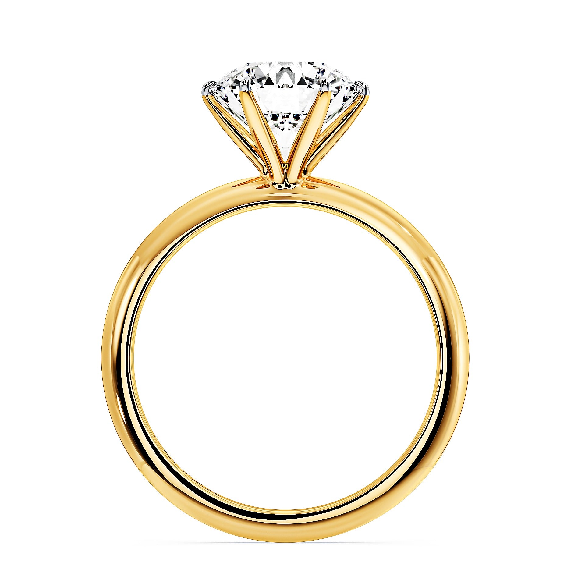 IGI certified lab-grown diamond ring in 18kt hallmark gold, 2 carats, ISO and BIS certified. Viewed from three-quarters angle. Perfect for women's jewelry. High-quality craftsmanship and authenticity guaranteed.