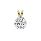 Front view of MYZA 2 carat IGI certified lab-grown diamond Pendant for women delicately set in secure six-prong settings crafted in 18kt hallmark yellow gold.