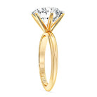 4-Carats 18kt Hallmark Gold Women's Ring with MYZA 4 Carats IGI Certified Lab-Grown Diamond, showcasing ISO and BIS certifications. Three-quarter view highlighting the diamond's brilliance and craftsmanship. Ideal choice for those seeking quality assurance and authenticity in their jewelry purchase.