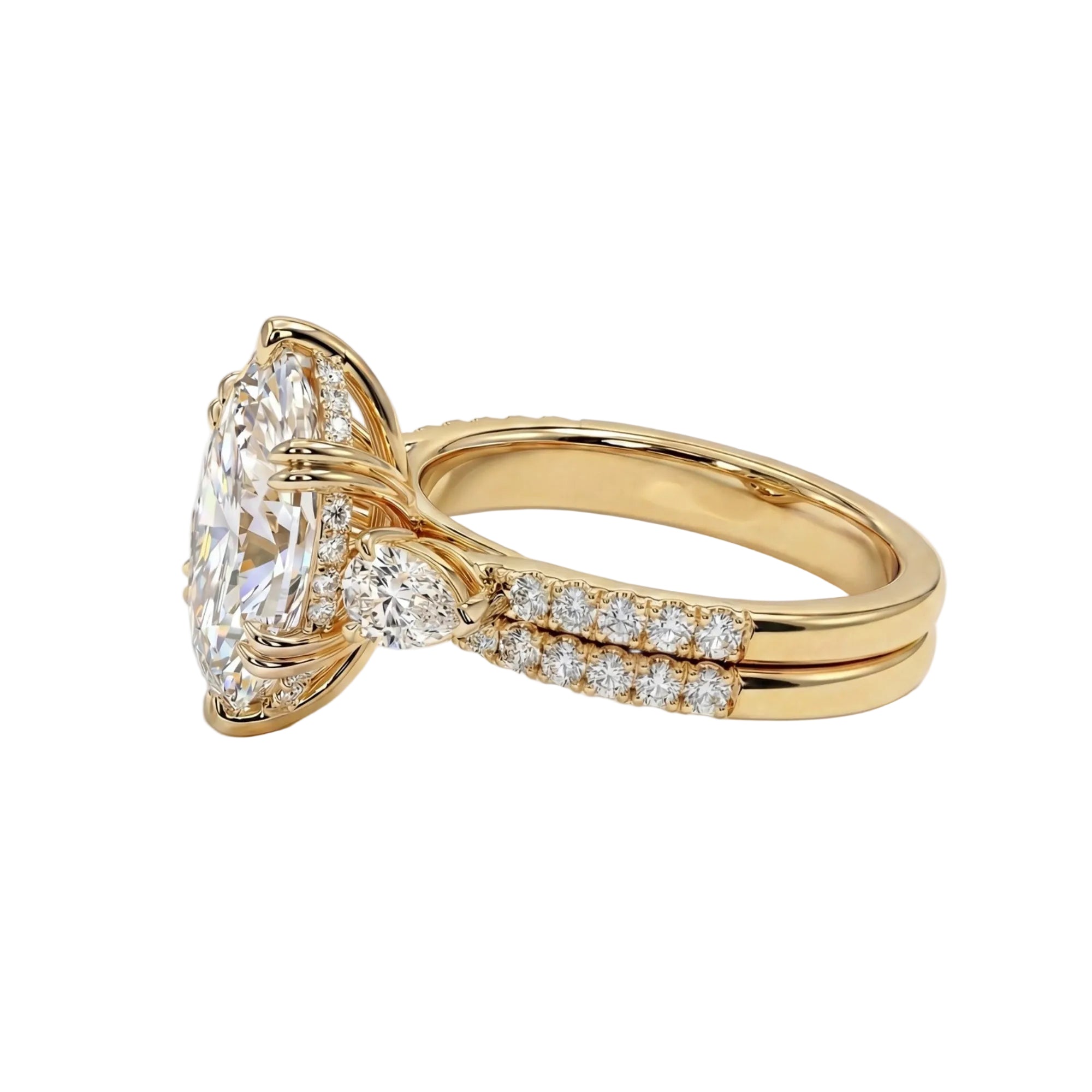 4.82 Carats MYZA IGI Certified Marquise cut Lab-Grown Diamond Ring in 18K Hallmarked Gold