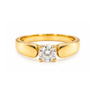 Mens ring with lab diamond in yellow gold on a white background
