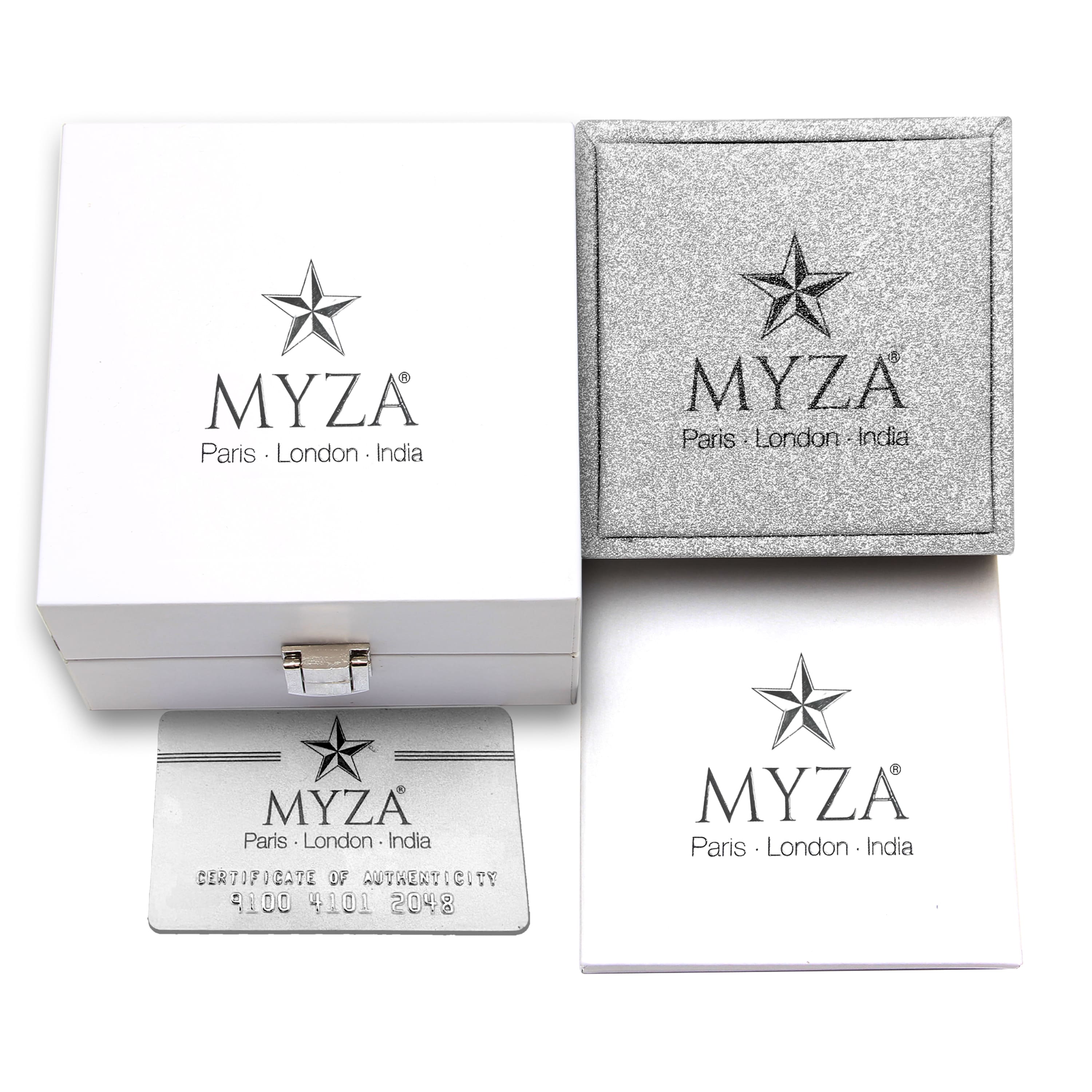 1-Carat MYZA Sterling Silver Necklace, Earrings & Ring Combo
