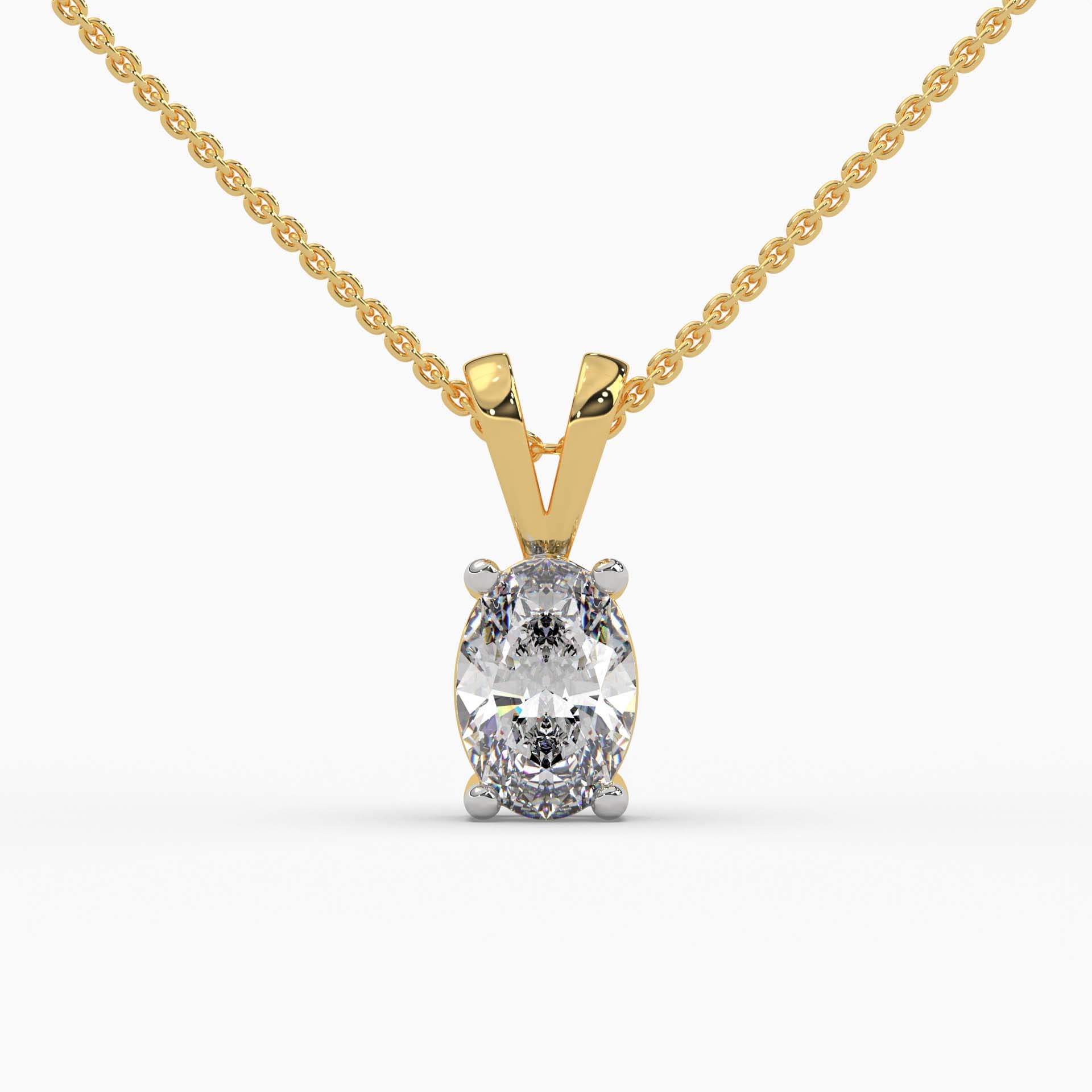 1 to 5 Carats MYZA IGI Certified Oval Cut Lab-Grown Diamond Necklace with Chain in 18K Hallmark Gold