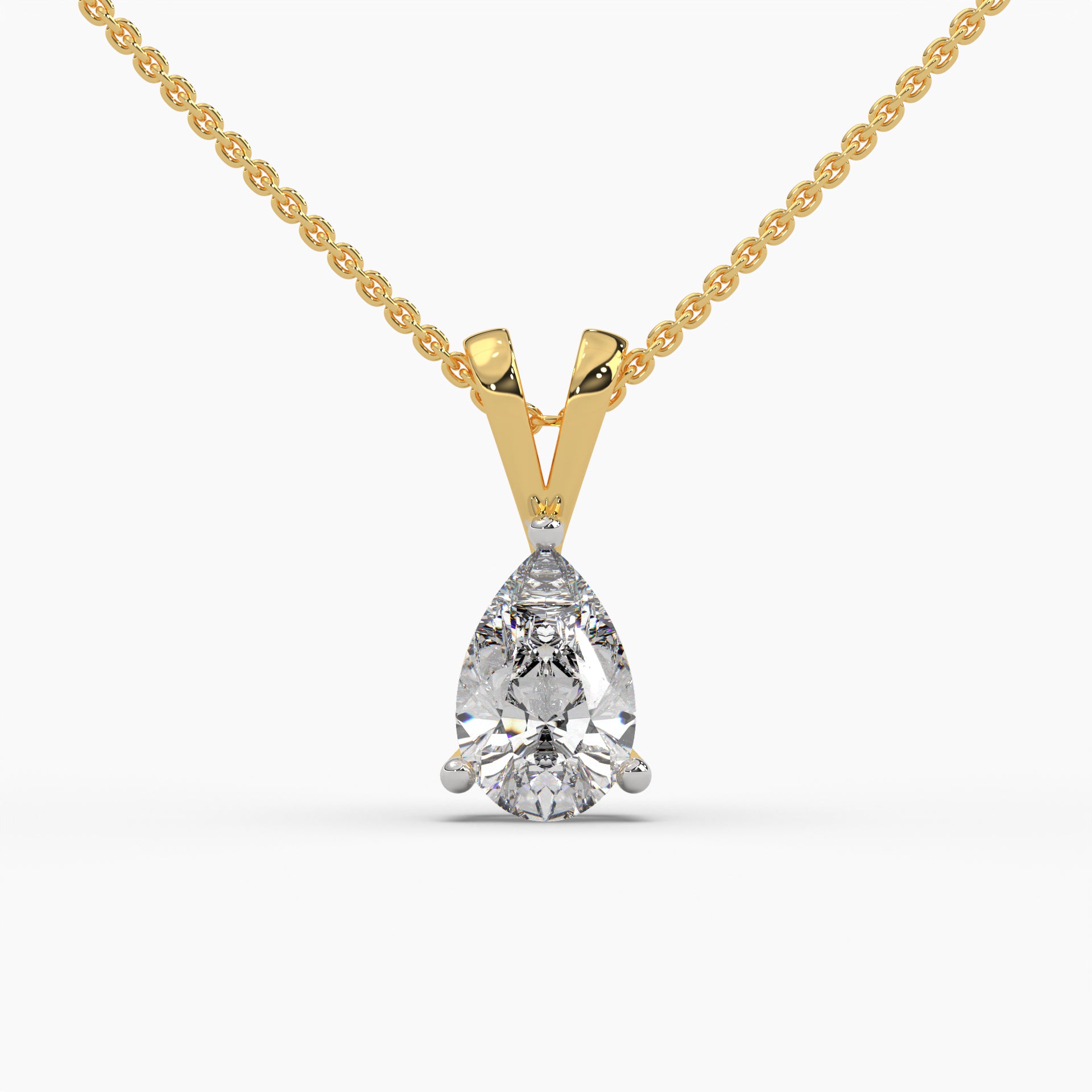 1 to 5 Carats MYZA IGI Certified Pear Cut Lab-Grown Diamond Necklace with Chain in 18K Hallmark Gold