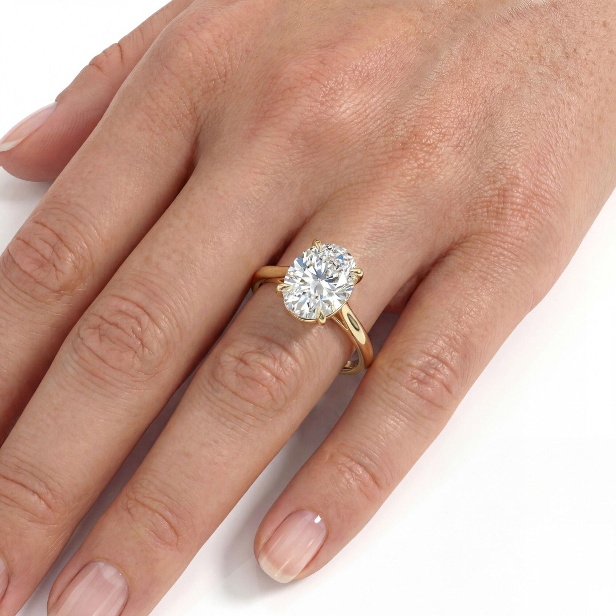 1 Carats MYZA IGI Certified Oval Cut Lab-Grown Diamond Ring in 18K Hallmarked Gold