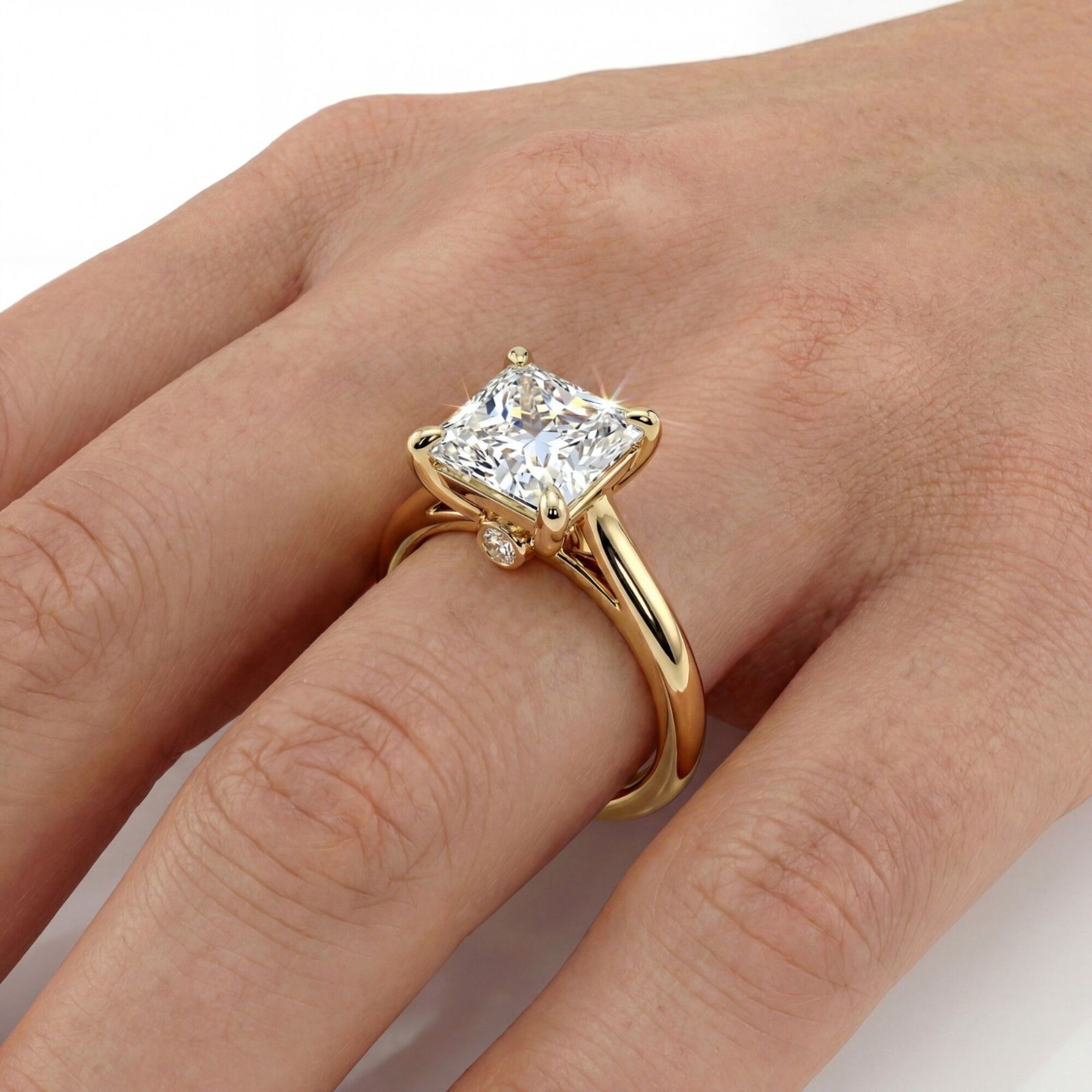 1 Carat MYZA IGI Certified Princess Cut Lab-Grown Diamond Ring in 18K Hallmarked Gold