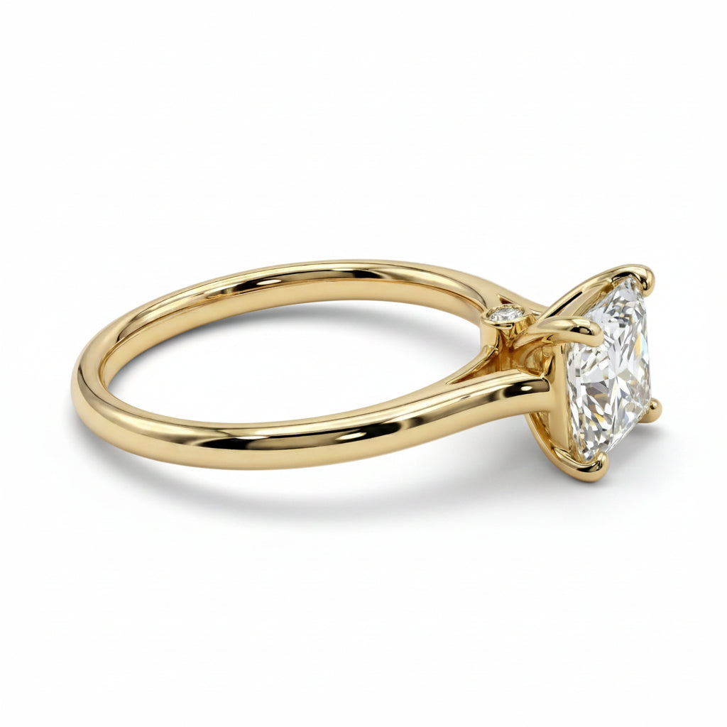 1 Carat MYZA IGI Certified Princess Cut Lab-Grown Diamond Ring in 18K Hallmarked Gold
