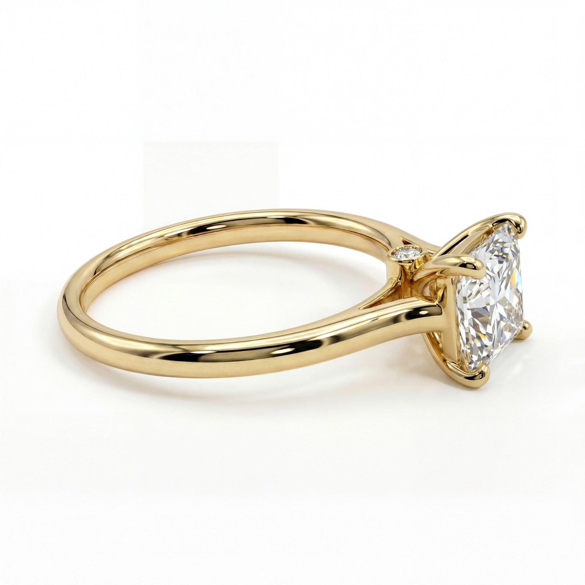 1 Carat MYZA IGI Certified Princess Cut Lab-Grown Diamond Ring in 18K Hallmarked Gold
