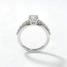 0.50 Carats MYZA IGI Certified Round Brilliant Lab-Grown Diamond Dual Side Band Ring in 18K Hallmarked White Gold