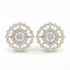 2.38 Carats (1.19-Carat Each x 2 Pcs) MYZA Certified Round Brilliant Lab-Grown Diamond Halo Earrings in 18K Hallmarked Gold