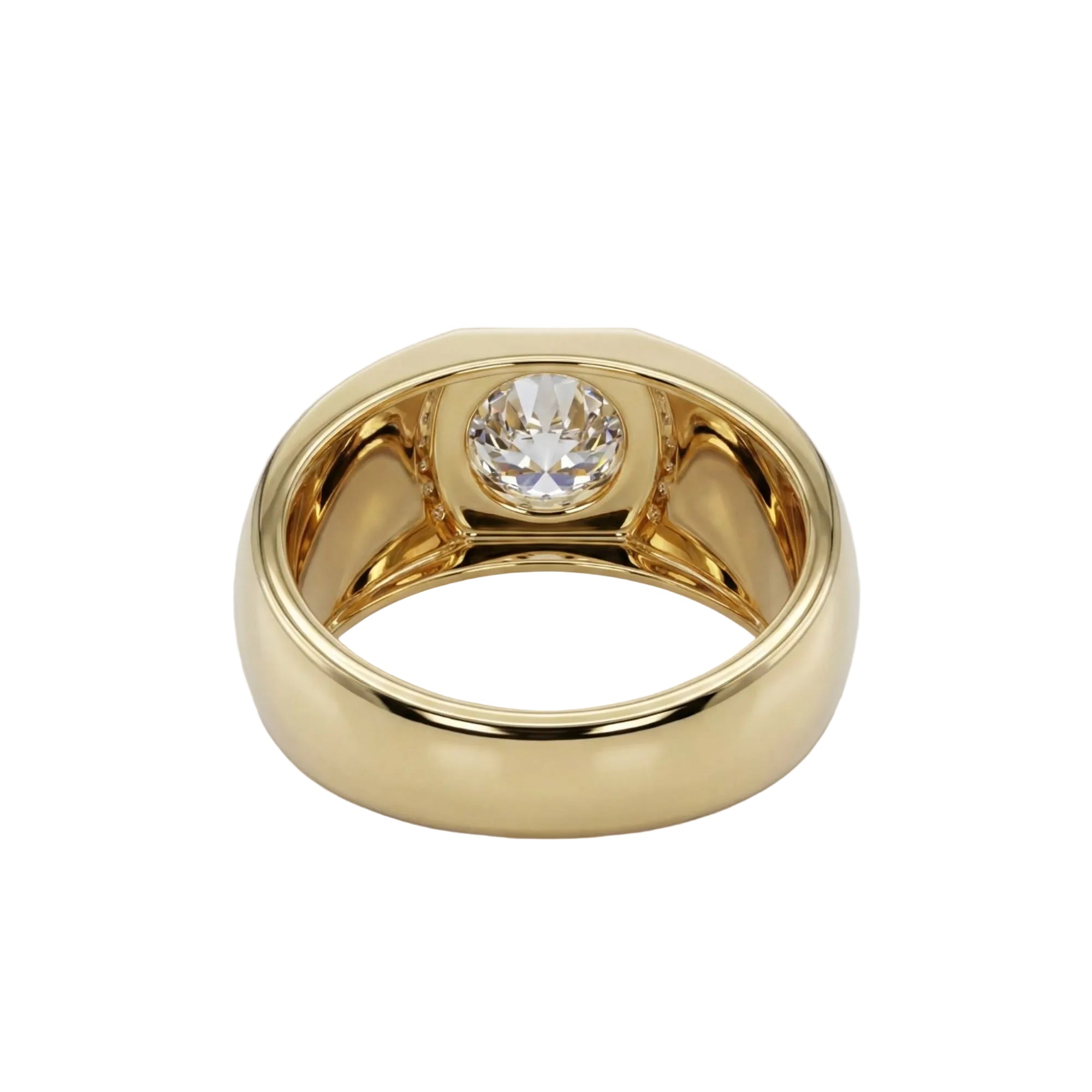 2 Carats MYZA IGI Certified Round Brilliant Lab-Grown Diamond Men's Ring in 18K Hallmarked Gold