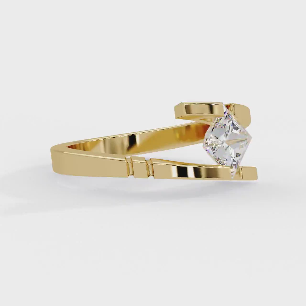 Shop MYZA's 1 Carat IGI Certified Princess Cut Lab-Grown Diamond Ring in 18K Hallmarked Gold. Ethical, brilliant & BIS certified. Free shipping across India.
