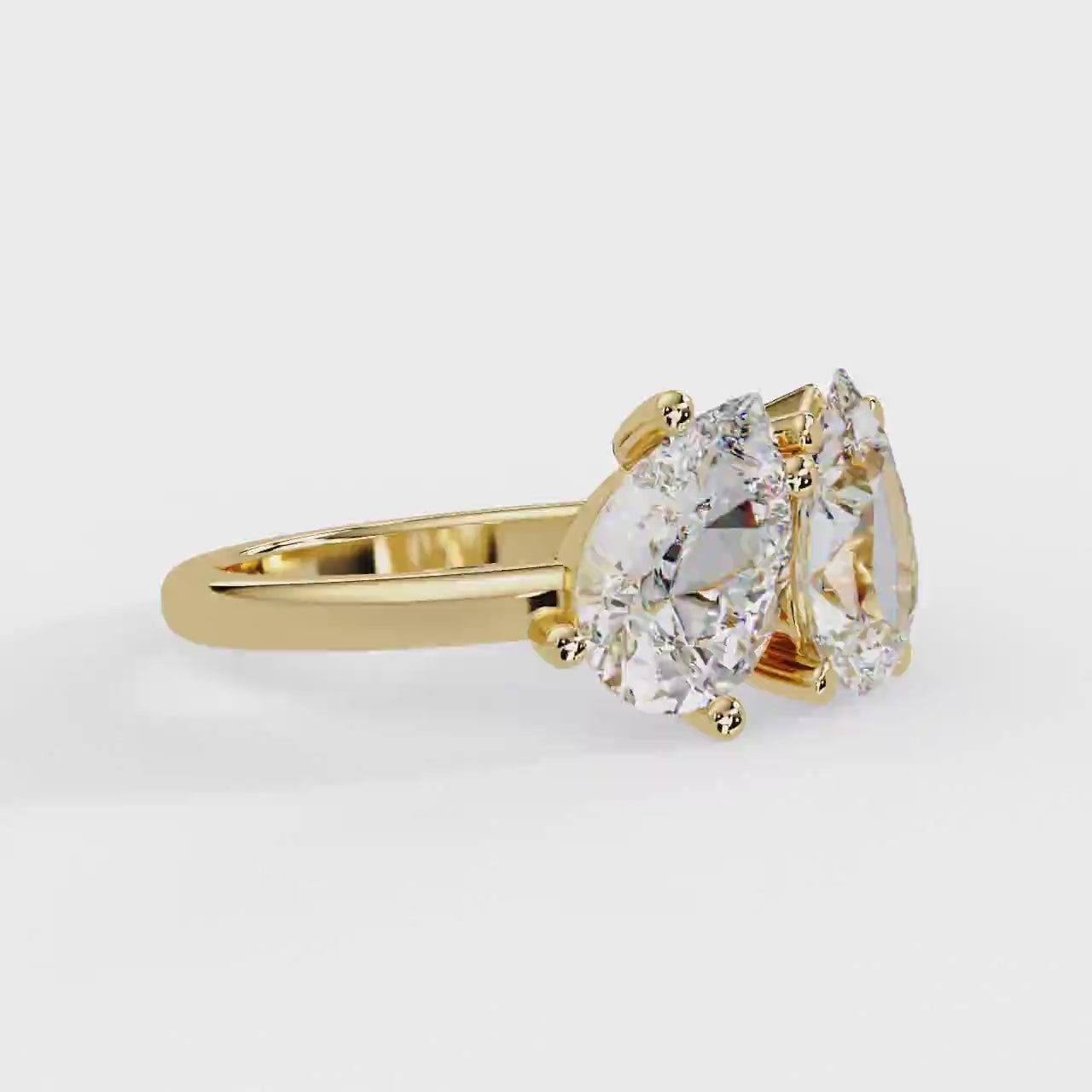 Shop MYZA's IGI Certified 2 Carat Pear Cut Lab-Grown Diamond Toi-et-Moi Ring in 18K Hallmarked Gold. Ethically grown, brilliantly crafted. Free shipping in India