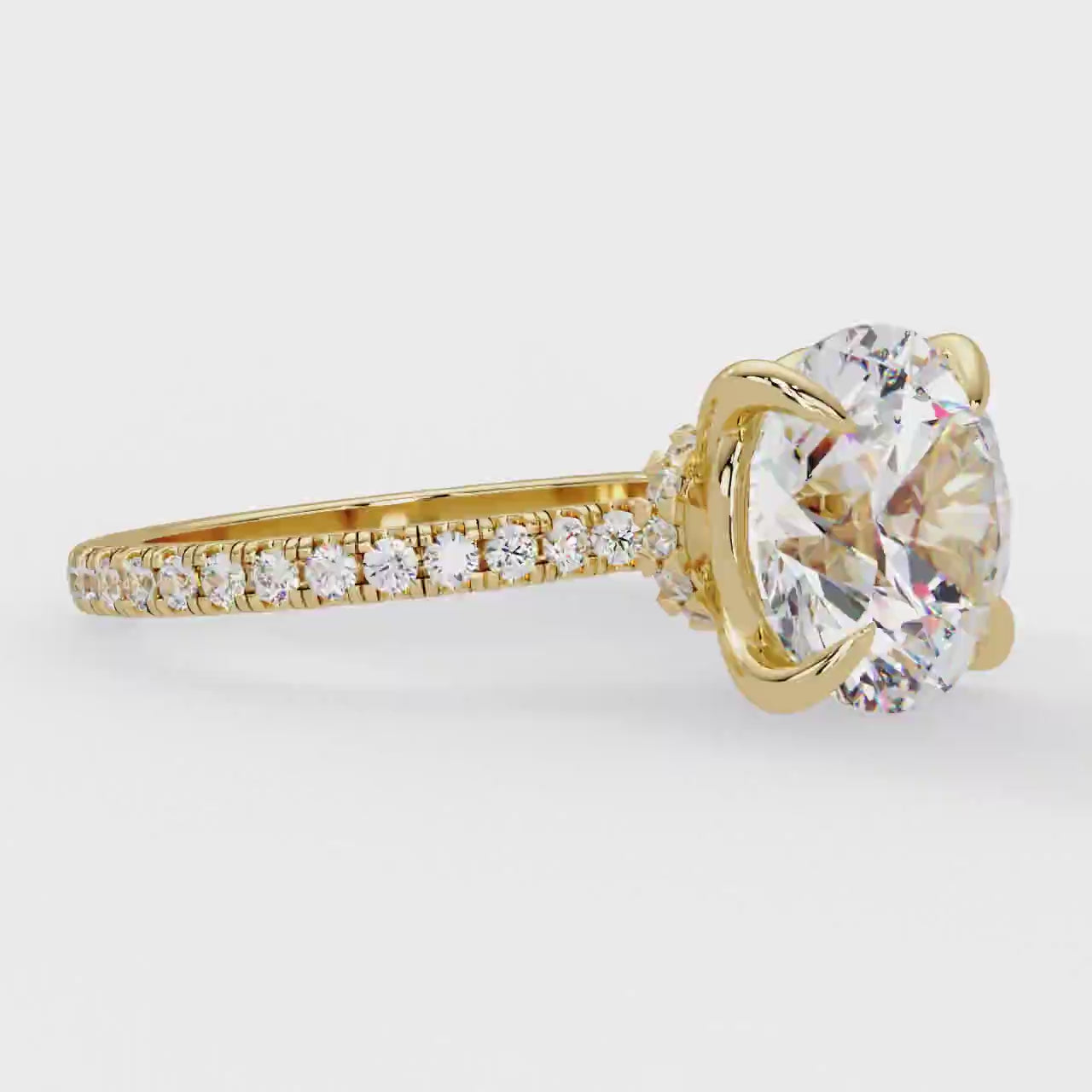 Elevate your forever with the MYZA 5 Carat Round Brilliant Cut Lab-Grown Diamond Ring — IGI certified, ethically crafted, and set in 18K hallmarked gold with 40 shimmering side diamonds.
