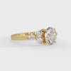 Buy MYZA 1 Ct IGI Certified Oval Lab-Grown Diamond Ring in 18K Hallmarked Gold with Pear & Marquise side diamonds. Ethical luxury. Shop now.