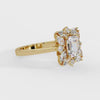 Shop MYZA's 1.76 ct IGI certified emerald cut lab-grown diamond ring in 18K hallmark gold. Ethically grown, BIS hallmarked, with round & marquise accents.