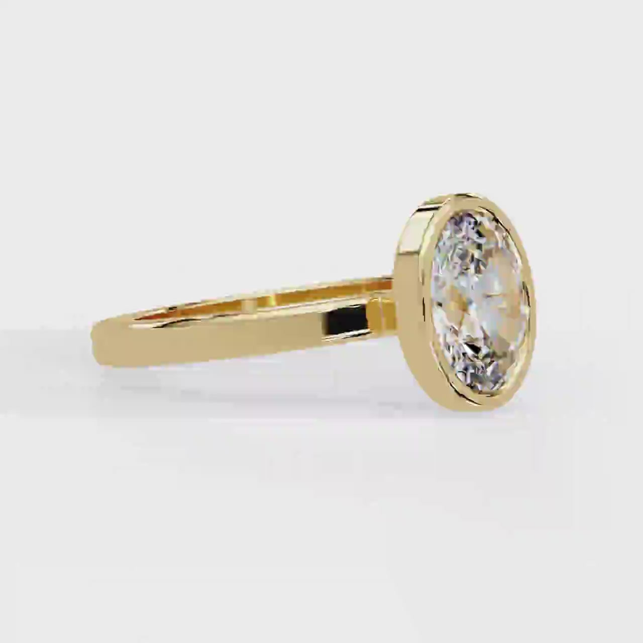Shop MYZA 1 Carat IGI Certified Oval Cut Lab-Grown Diamond Bezel Ring in 18K Hallmarked Gold. Ethical luxury, certified brilliance. Free shipping across India.