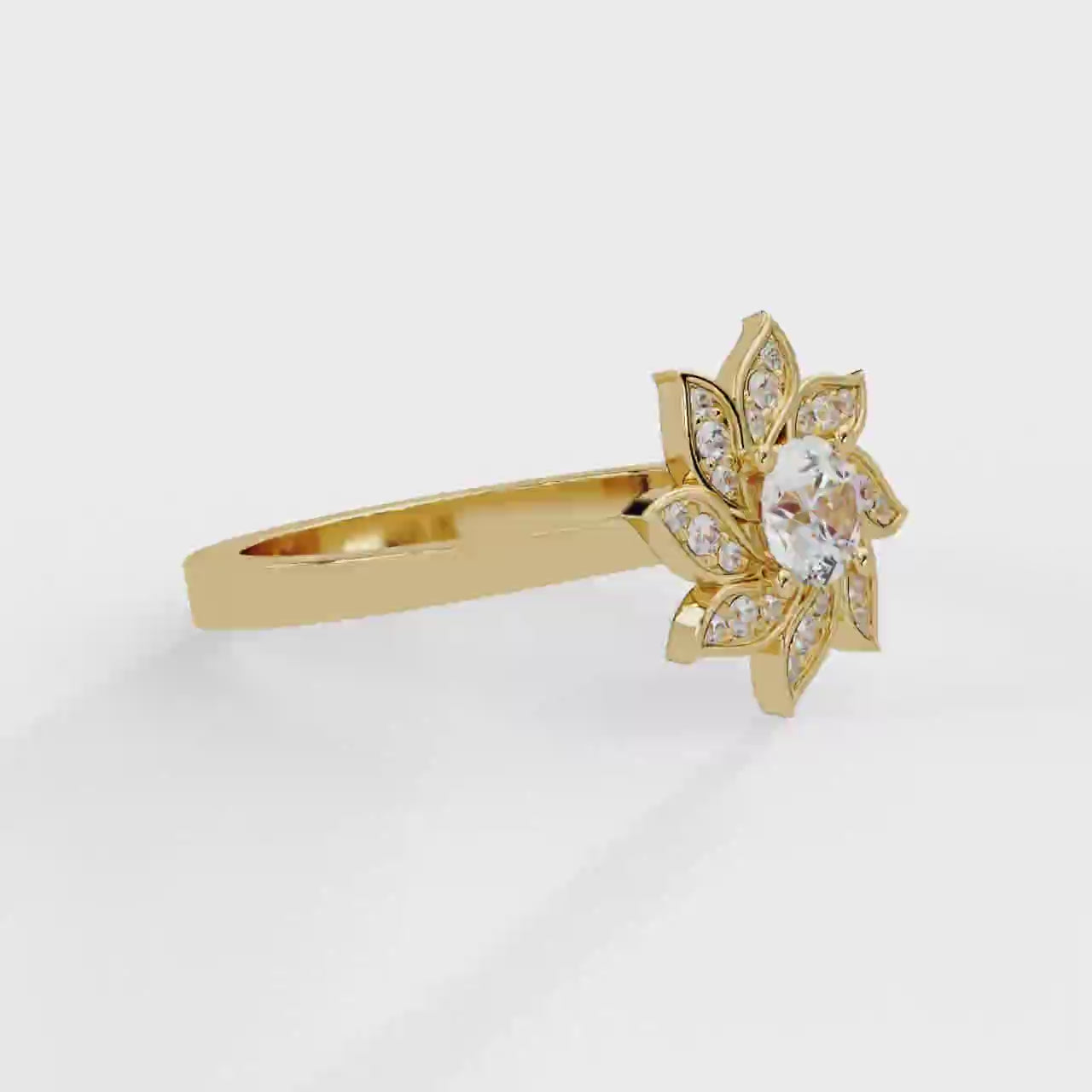 Shop MYZA's 0.50 Ct IGI Certified Round Brilliant Lab-Grown Diamond Floral Ring in 18K Hallmarked Gold. Ethically crafted. BIS Hallmarked. Free shipping in India.
