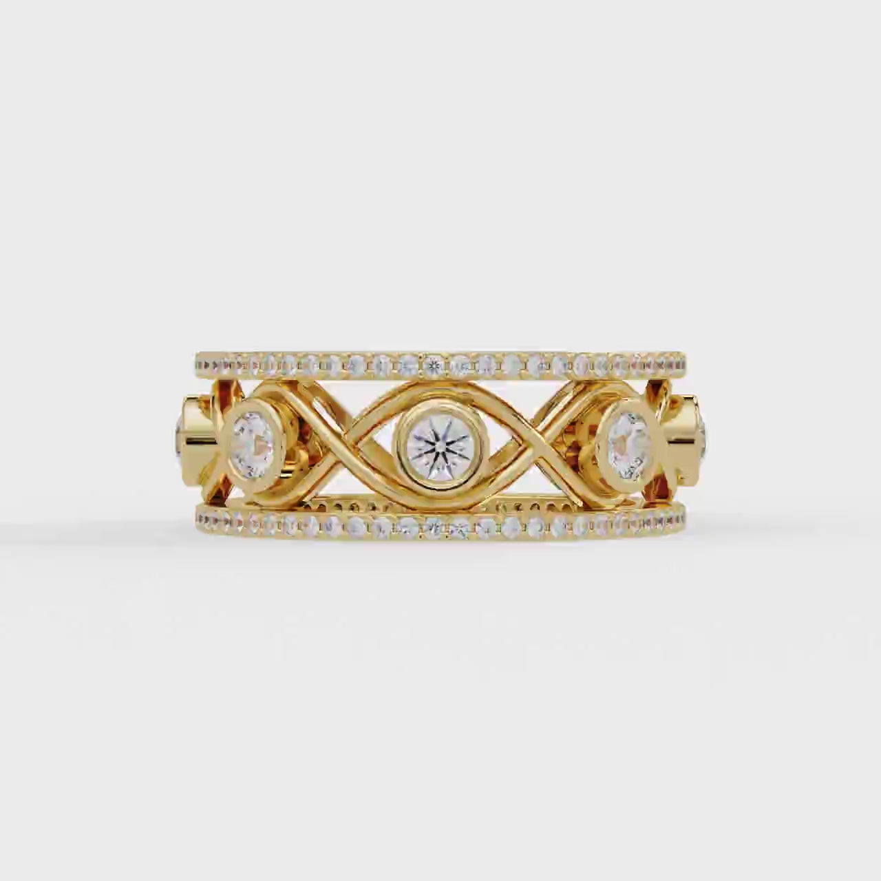 Shop MYZA's 1.42 Ct lab-grown diamond band ring in 18K hallmarked gold. 132 ethically grown diamonds. Free shipping across India.