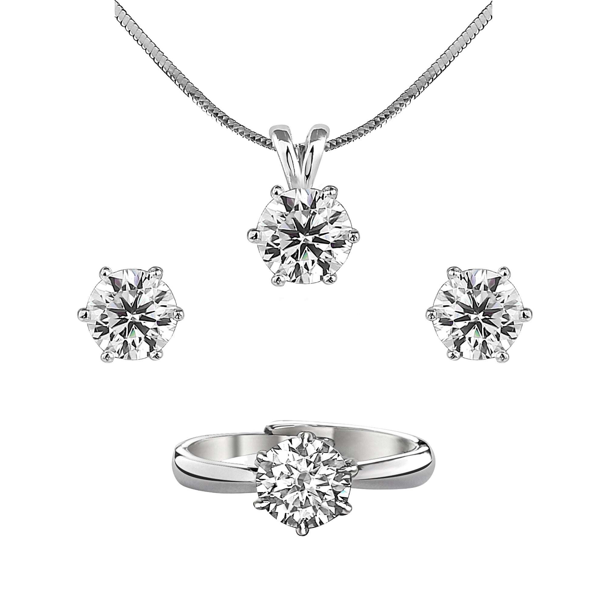 Platinum Evara Diamond Necklace & Earrings Set JL PT NE 341