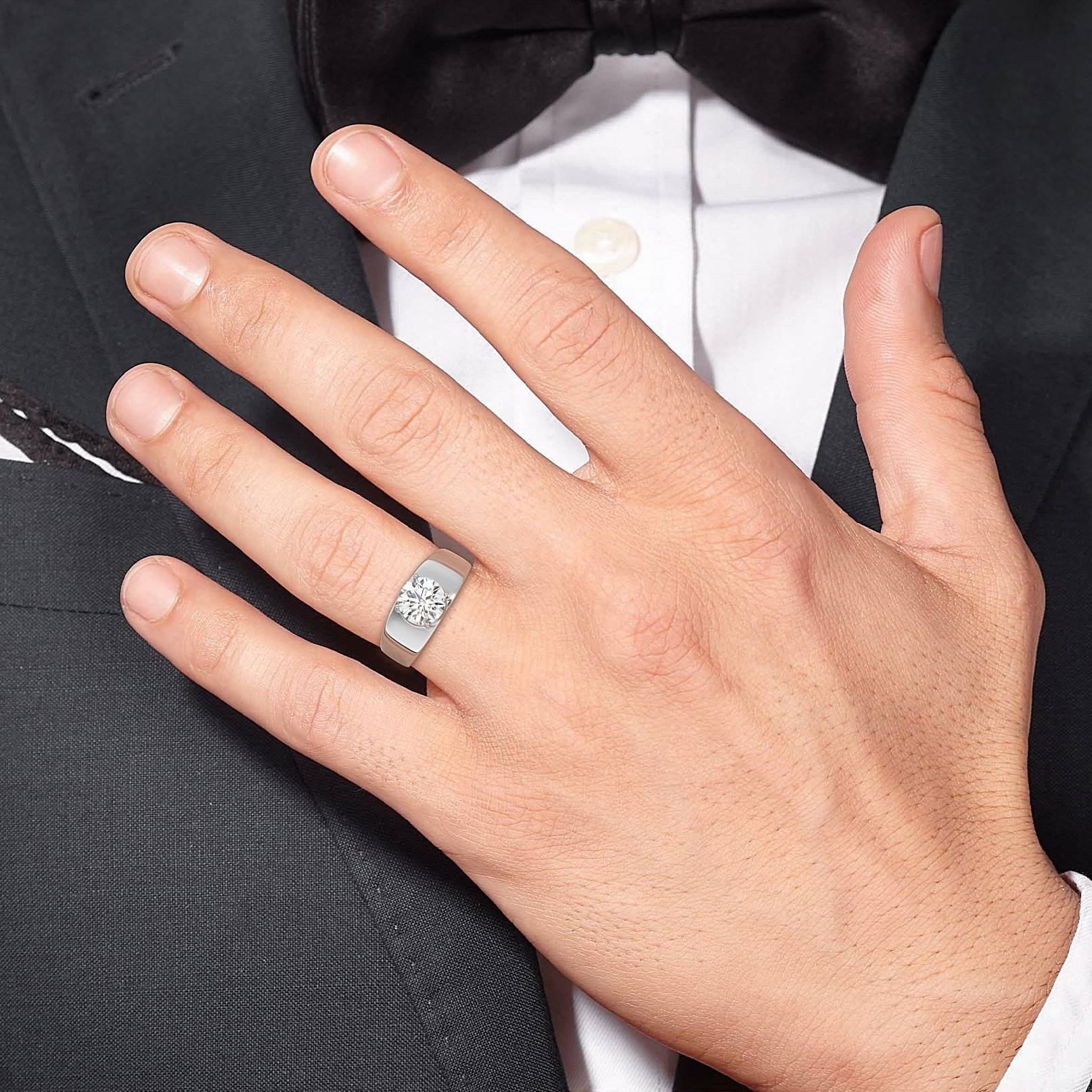 Myza 3-Carat Sterling Silver Men's Ring - Elegant Luxury for Men's Hand