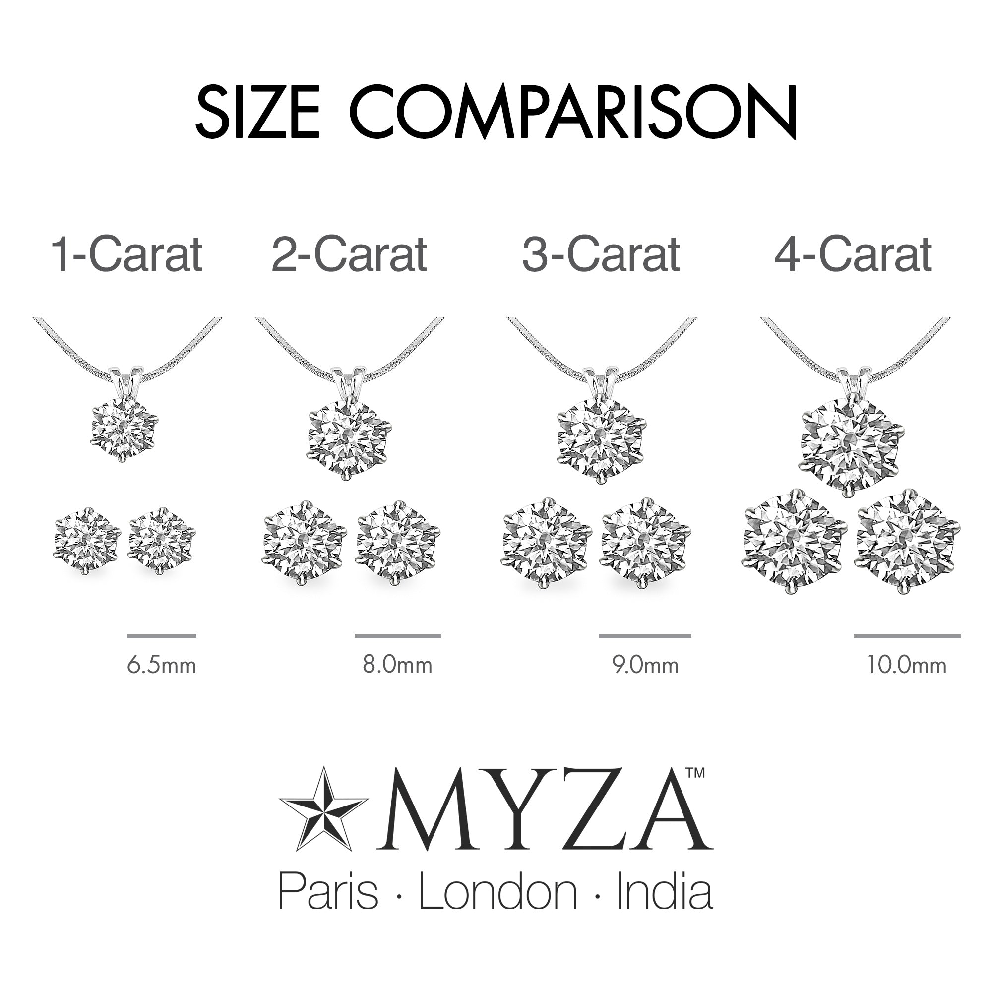 3-Carat MYZA Sterling Silver Necklace & Earrings Combo - MYZA 