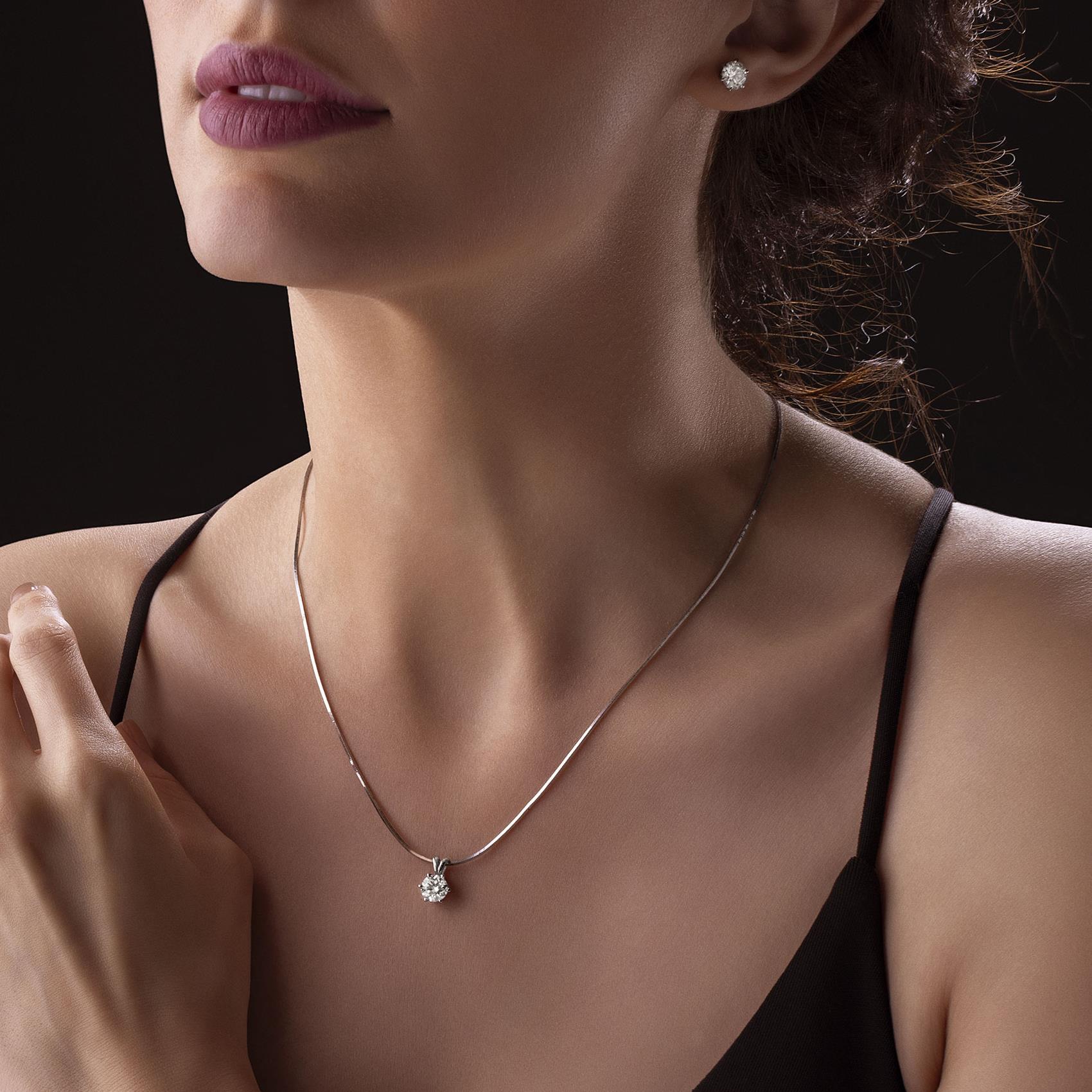 1-Carat MYZA Sterling Silver Necklace & Earrings Combo - MYZA 