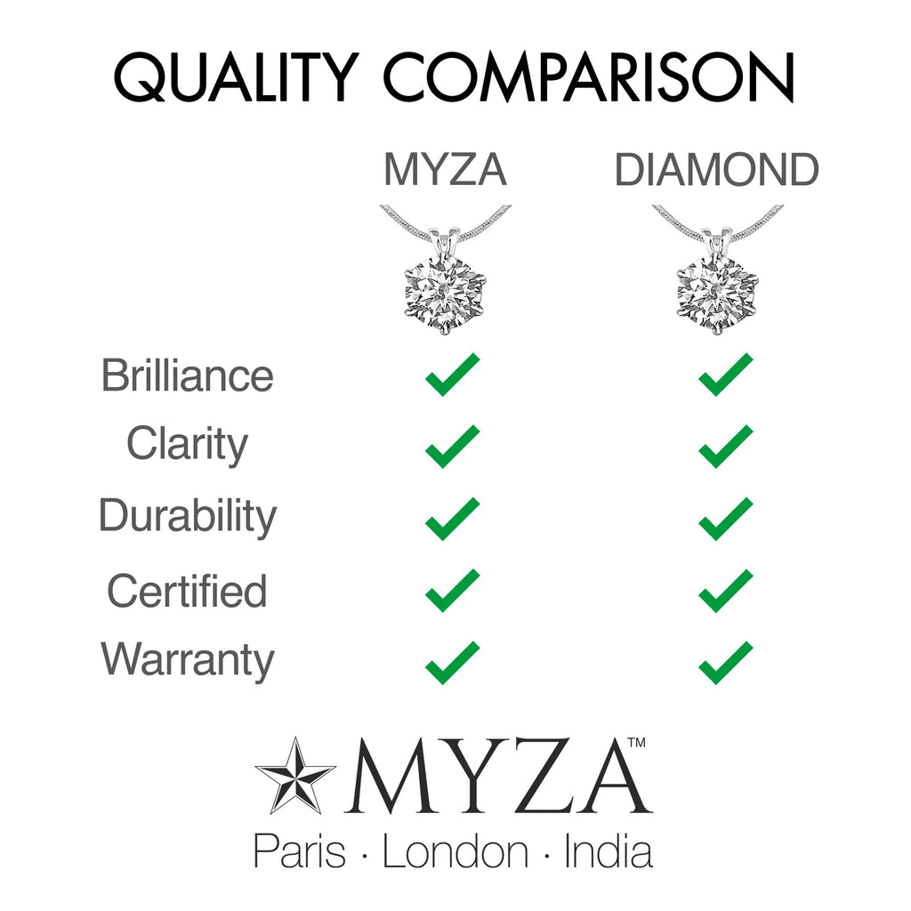 1-Carat MYZA Sterling Silver Necklace & Earrings Combo - MYZA 