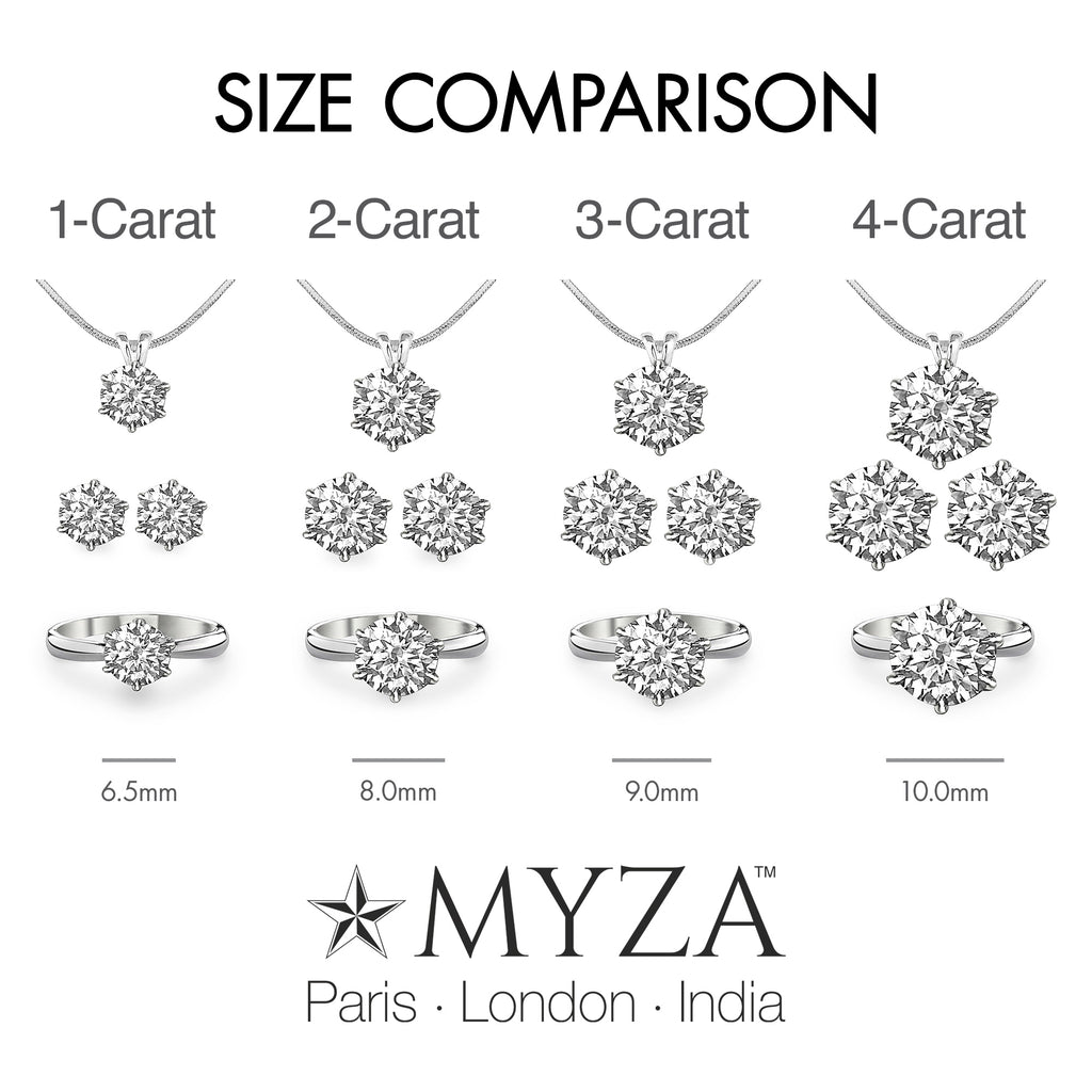 2-Carat MYZA Sterling Silver Necklace, Earrings & Ring Combo - MYZA 